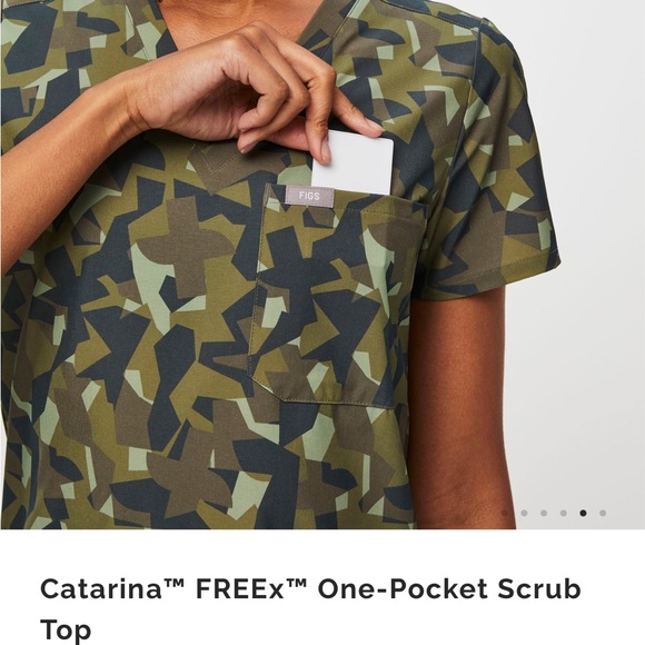 FIGS Catarina FreeX One Pocket Scrub Top BRAND NEW Camo Martini Olive Size XS - Picture 3 of 7